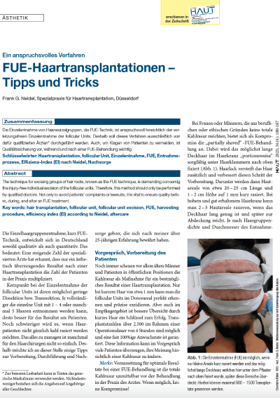 FUE-Methode in der Zeitschrift HAUT